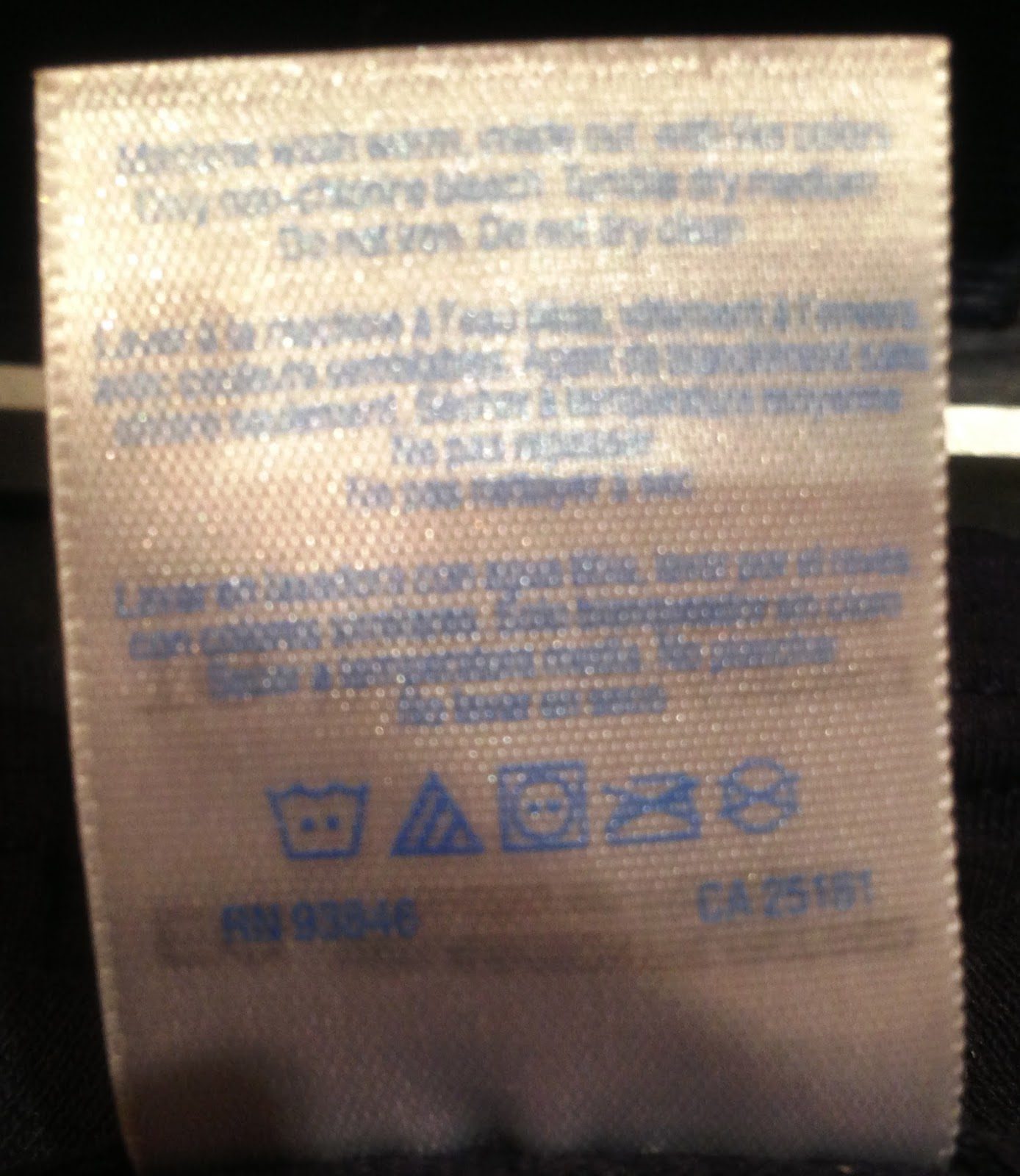 clothing label tag - care instructions