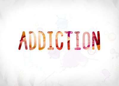 Addiction - words on white background
