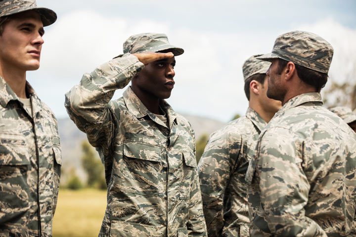 military training - man saluting his superior - veterans
