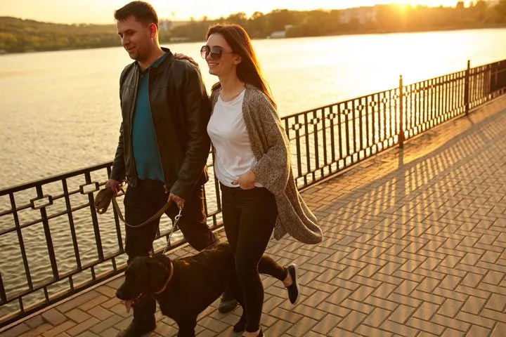 man and woman walking their dog - Better recovery
